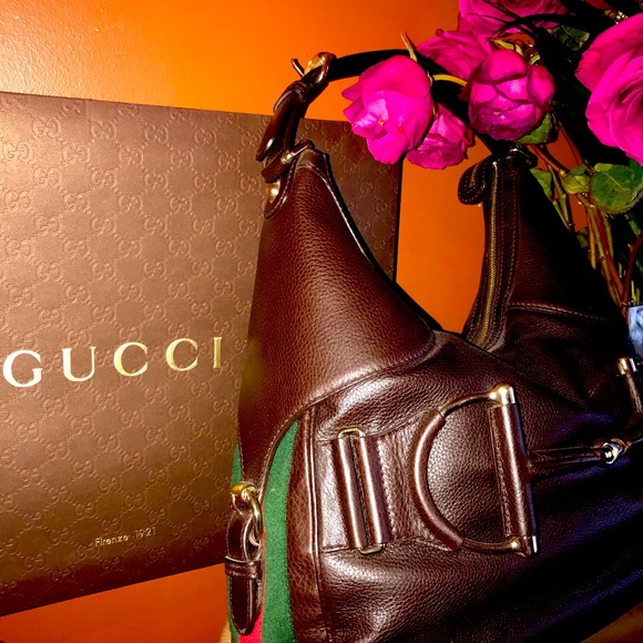 NEW GUCCI LEATHER GG HORSE-BIT SIGNATURE TRIM HOBO!!! BUY IT! 🔥 - Picture 4 of 16